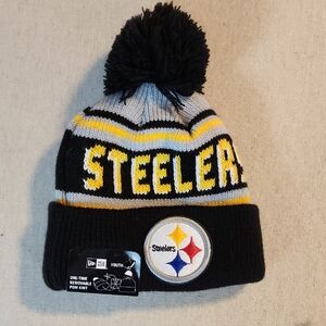 New Era Black Knit Beanie with Pom